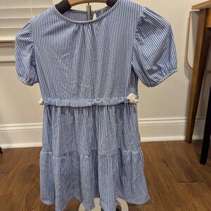 Zara shortsleeve dress - blue white stripe, 6